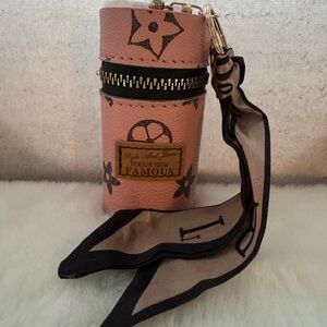 Pink Designer-Inspired Keychain Pouch